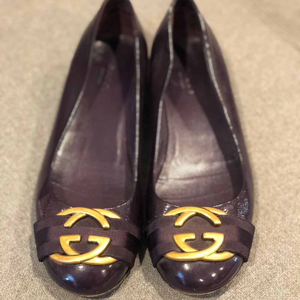 Gucci Patent Leather Purple Flats 37.5